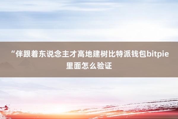 “伴跟着东说念主才高地建树比特派钱包bitpie里面怎么验证