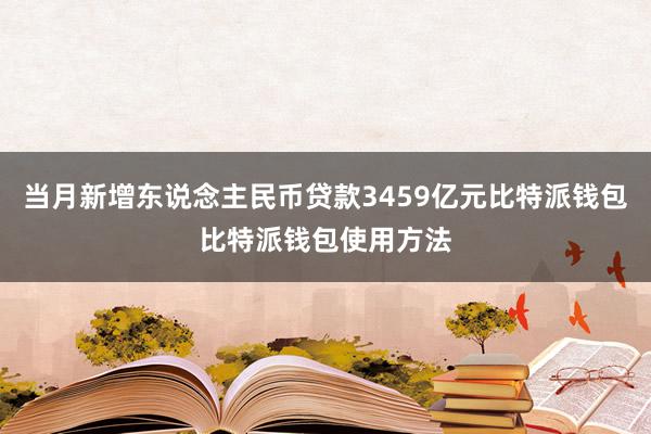 当月新增东说念主民币贷款3459亿元比特派钱包比特派钱包使用方法