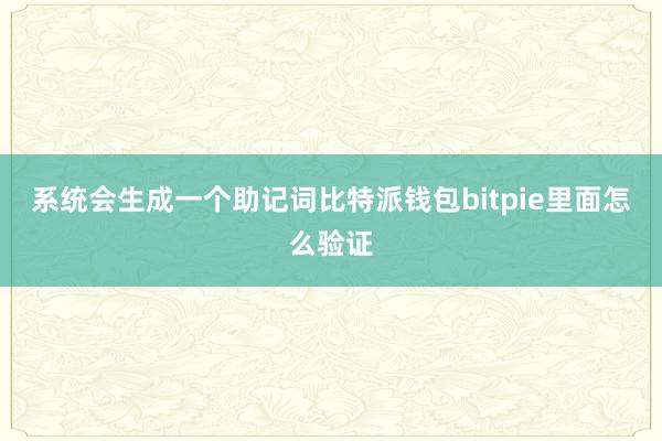 系统会生成一个助记词比特派钱包bitpie里面怎么验证