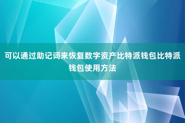 可以通过助记词来恢复数字资产比特派钱包比特派钱包使用方法