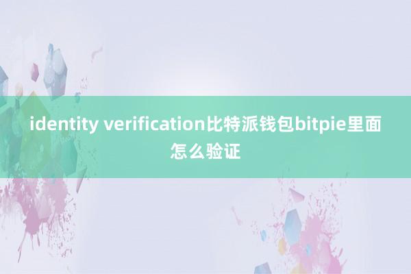 identity verification比特派钱包bitpie里面怎么验证