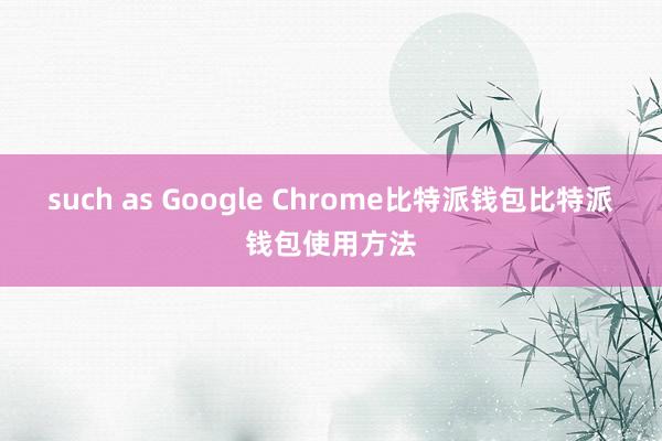 such as Google Chrome比特派钱包比特派钱包使用方法