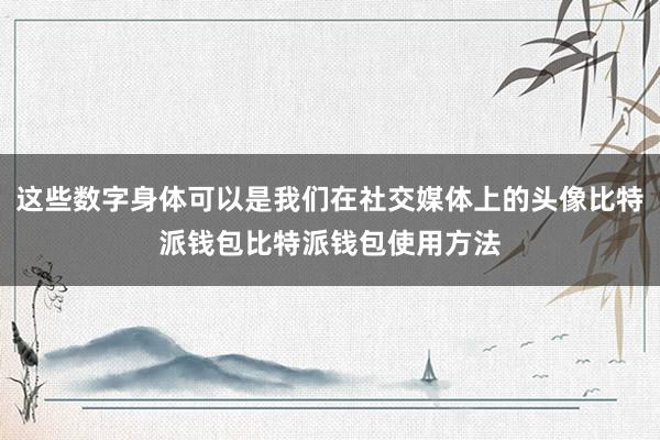 这些数字身体可以是我们在社交媒体上的头像比特派钱包比特派钱包使用方法