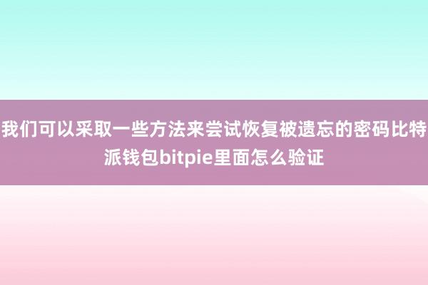 我们可以采取一些方法来尝试恢复被遗忘的密码比特派钱包bitpie里面怎么验证