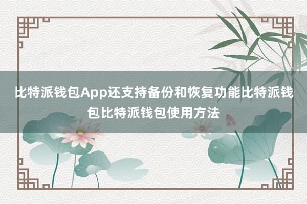 比特派钱包App还支持备份和恢复功能比特派钱包比特派钱包使用方法