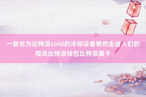 一款名为比特派cold的冷却设备悄然走进人们的视线比特派钱包比特派属于