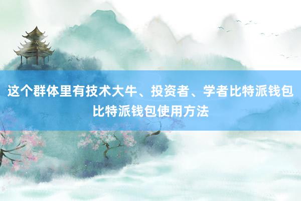 这个群体里有技术大牛、投资者、学者比特派钱包比特派钱包使用方法