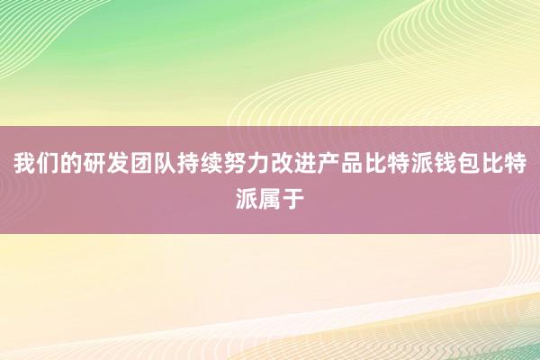 我们的研发团队持续努力改进产品比特派钱包比特派属于