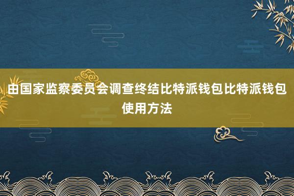 由国家监察委员会调查终结比特派钱包比特派钱包使用方法