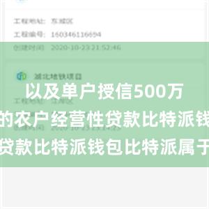 以及单户授信500万元及以下的农户经营性贷款比特派钱包比特派属于