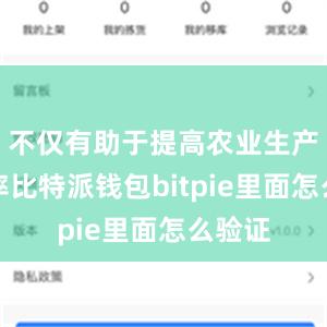 不仅有助于提高农业生产的效率比特派钱包bitpie里面怎么验证